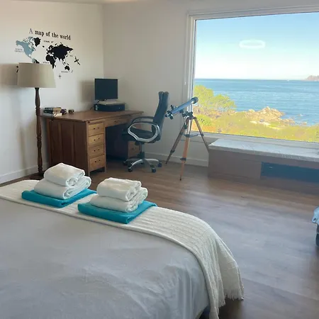 別荘 Amanecer En O Mar, Casa En Baiona Con Piscina